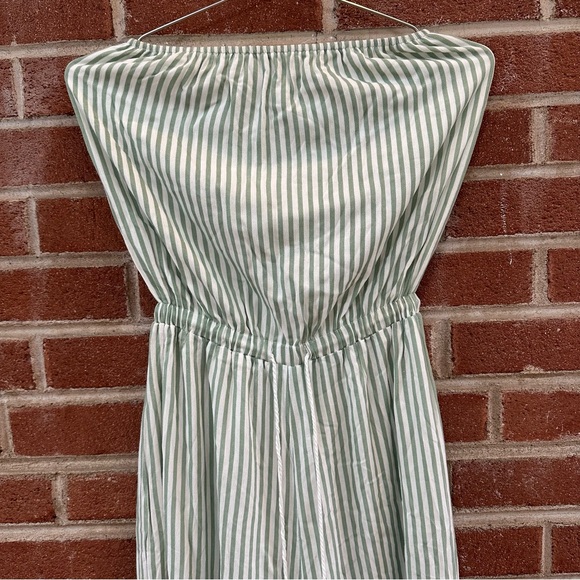 Strapless Jumpsuit Green White Seersucker XS Girl & The Sun - Picture 2 of 13